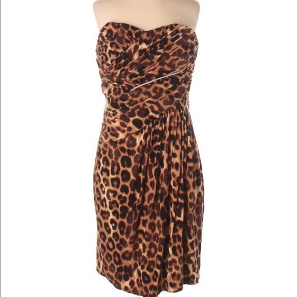 Express Strapless Leopard Print Casual Dress Size Small - Picture 1 of 3
